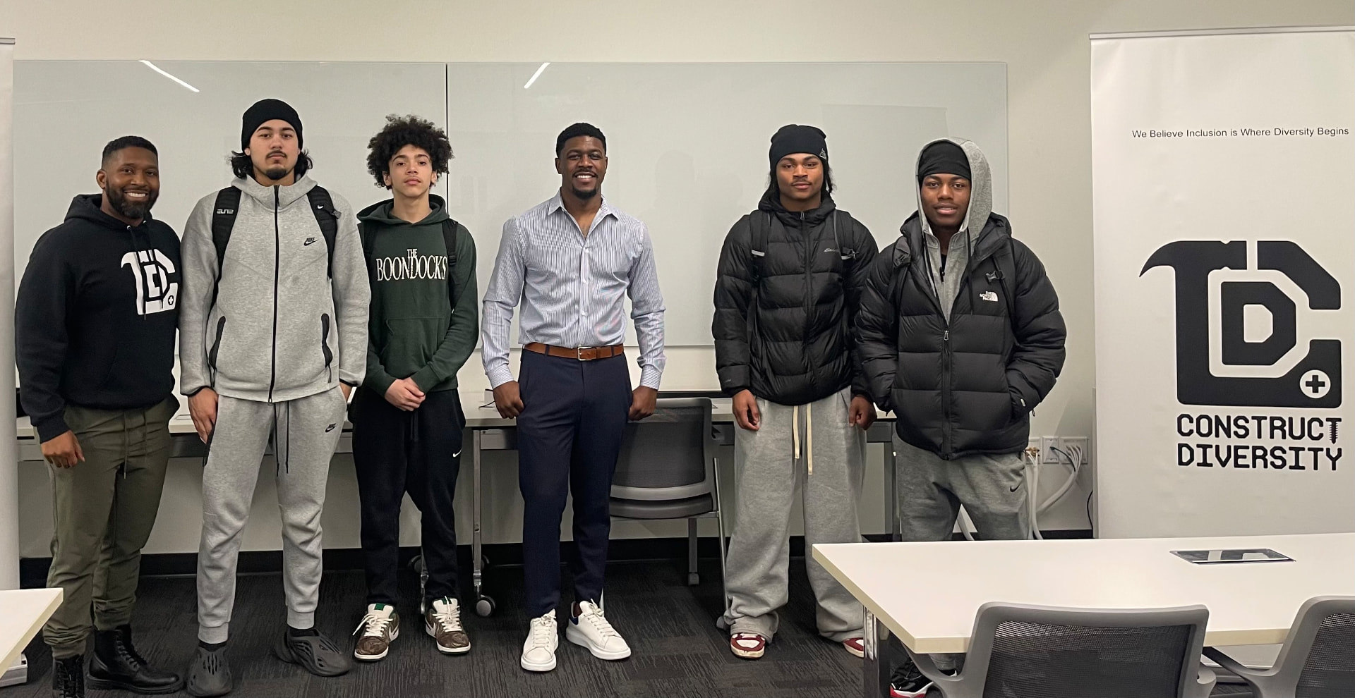 Chelvis “CJ” Marshall mentoring students at a Construct Diversity event.