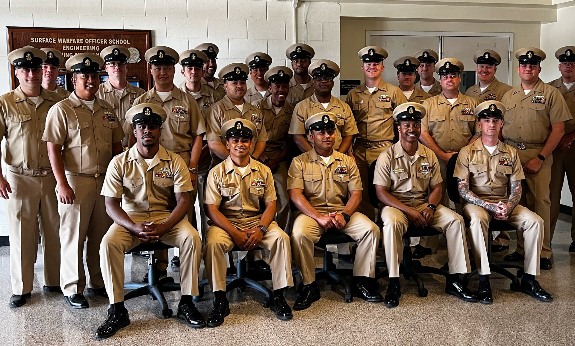 Chelvis “CJ” Marshall at Surface Warfare Engineering School graduation.
