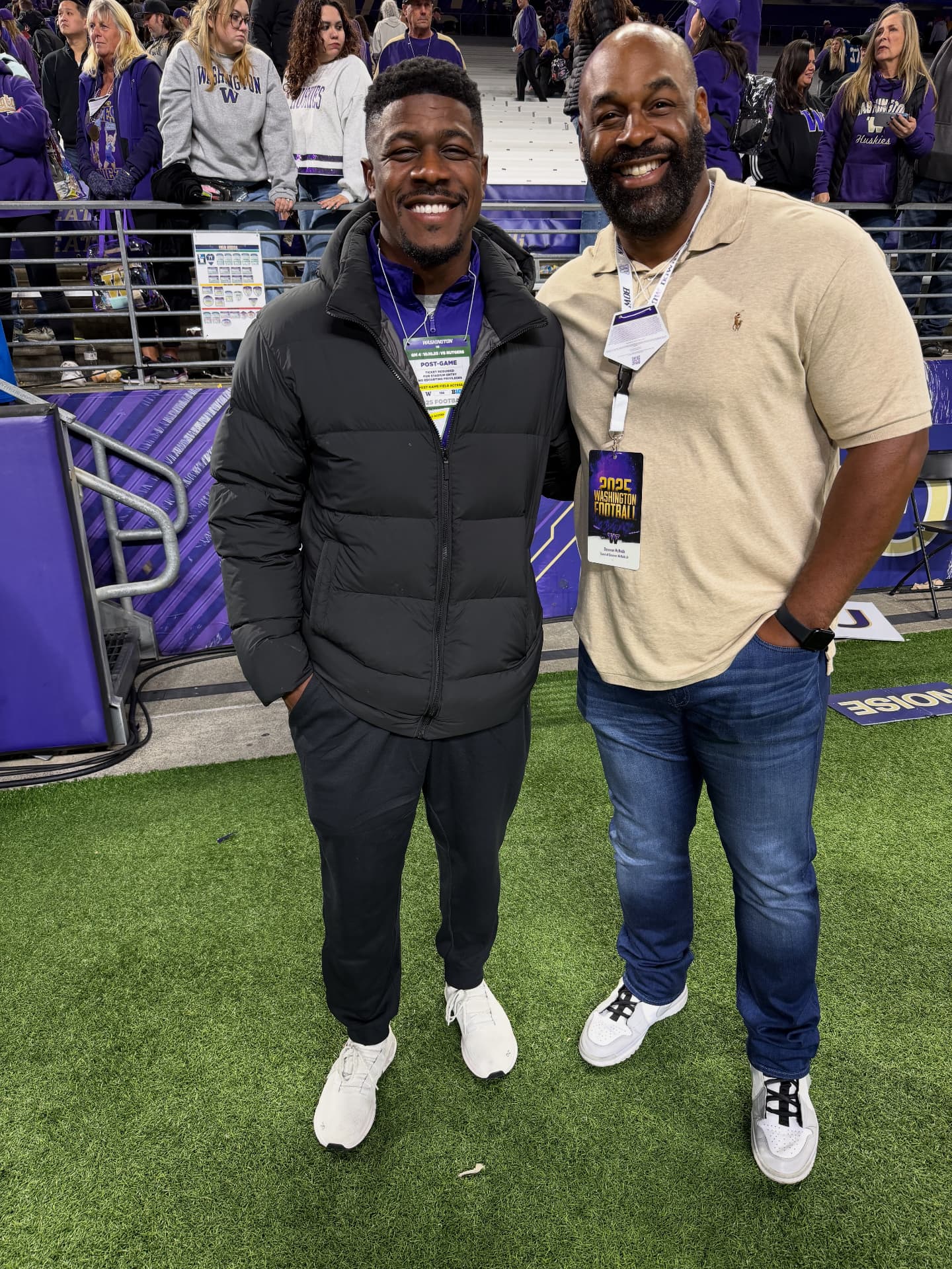 Chelvis “CJ” Marshall with Donovan McNabb at a University of Washington football game.